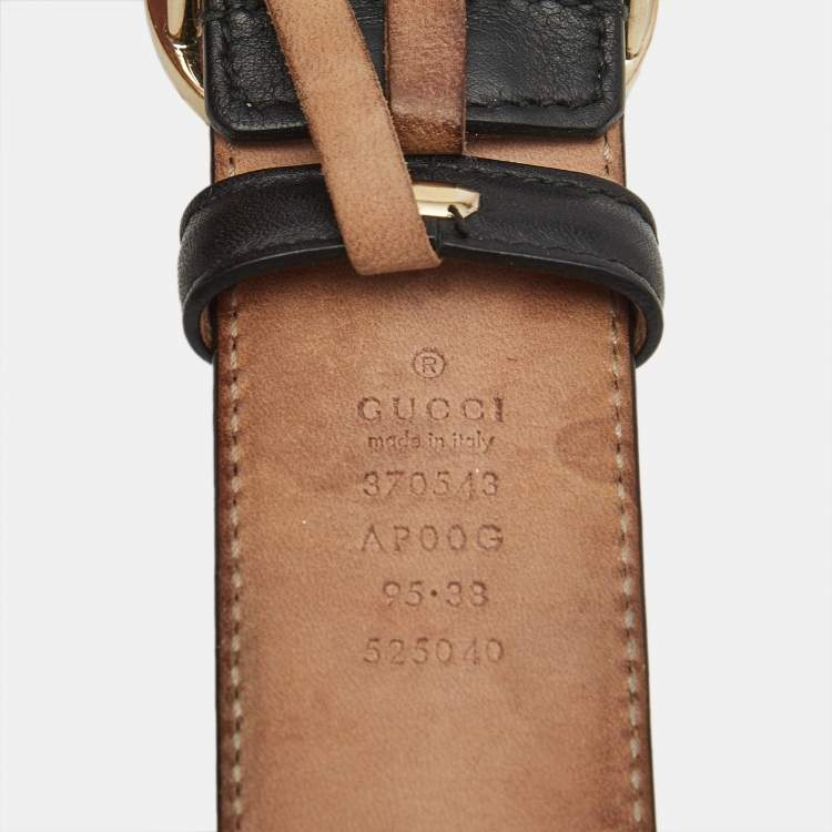 مملوكة مسبقًا Gucci Black Leather GG Marmont Buckle Belt 95CM