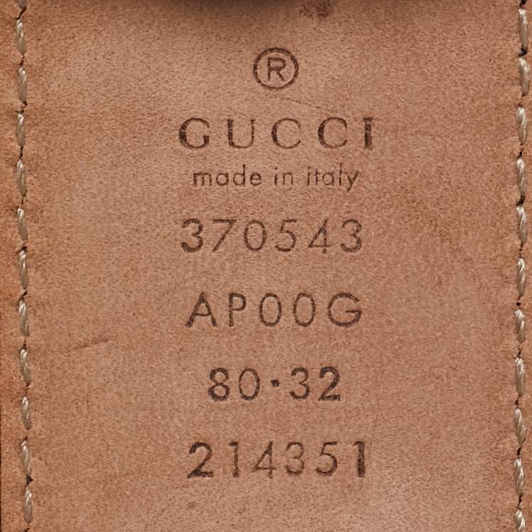 Pre Owned Gucci Navy Blue Leather Interlocking G Buckle Belt 80 CM
