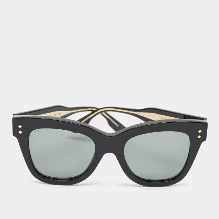 Pre Owned Gucci Black/Gold GG1082S Square Sunglasses