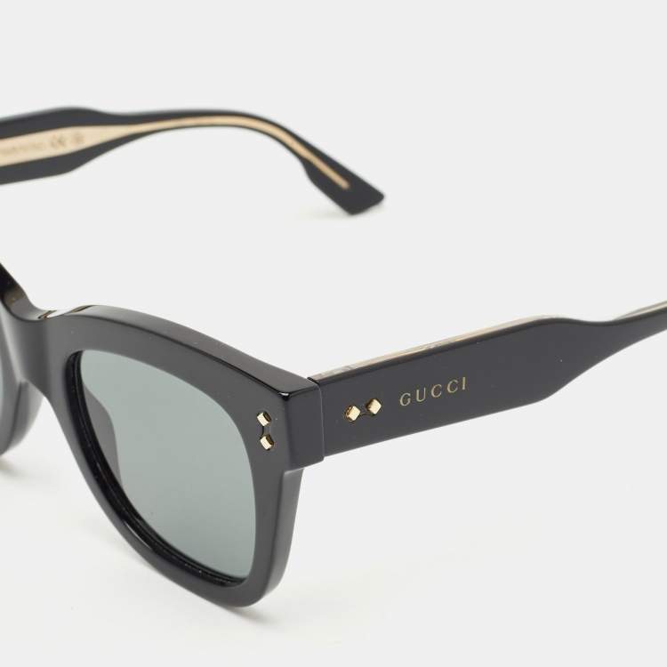 Pre Owned Gucci Black/Gold GG1082S Square Sunglasses