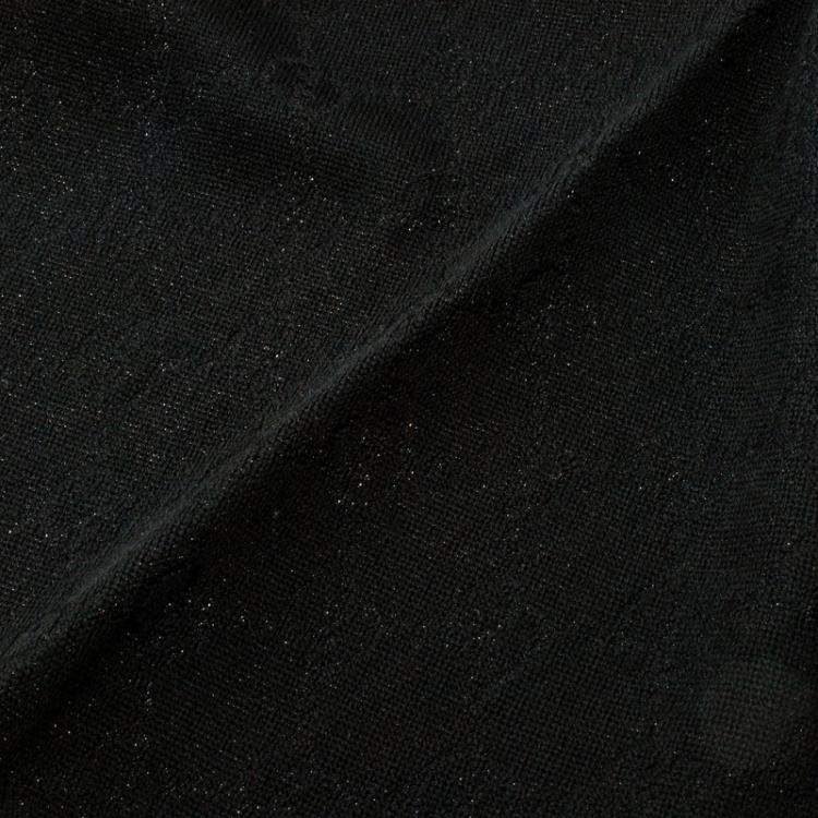 Pre Owned Gucci Black Guccissima Fringed Edge Wool Scarf