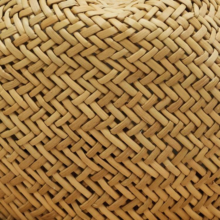 Pre Owned Gucci Beige Horsebit Leather Trim Straw Hat 