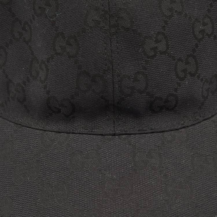 Pre Owned Gucci Black Original GG Canvas Web Detail Baseball Cap S