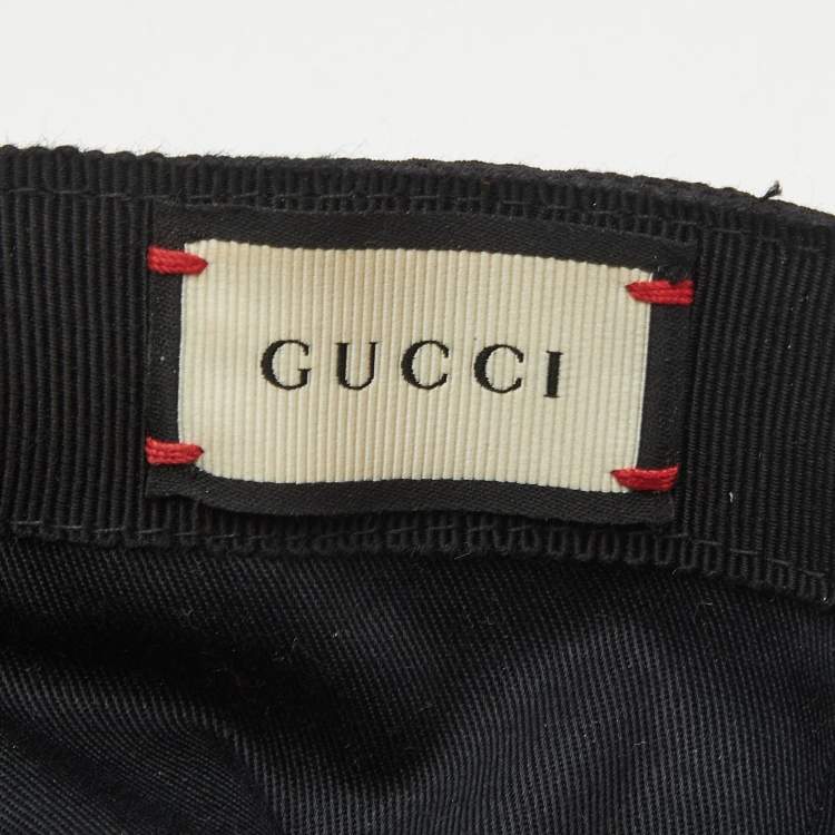Pre Owned Gucci Black Original GG Canvas Web Detail Baseball Cap S