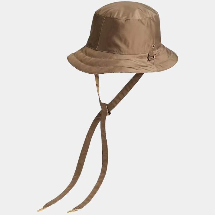 Pre Owned Gucci Beige GG Canvas Reversible Baseball Cap Size 56
