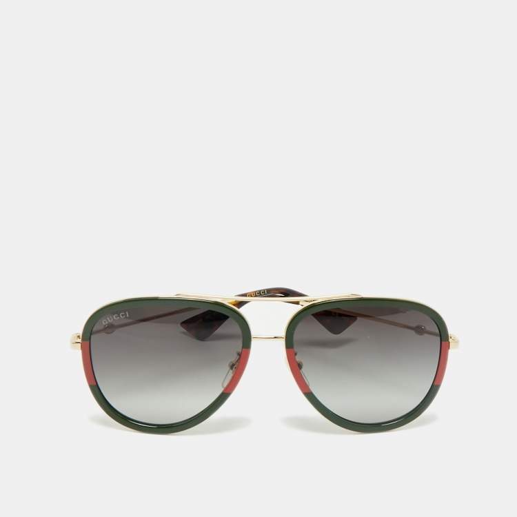 مملوكة مسبقًا Gucci Green/Black Gradient GG0062S Aviator Sunglasses