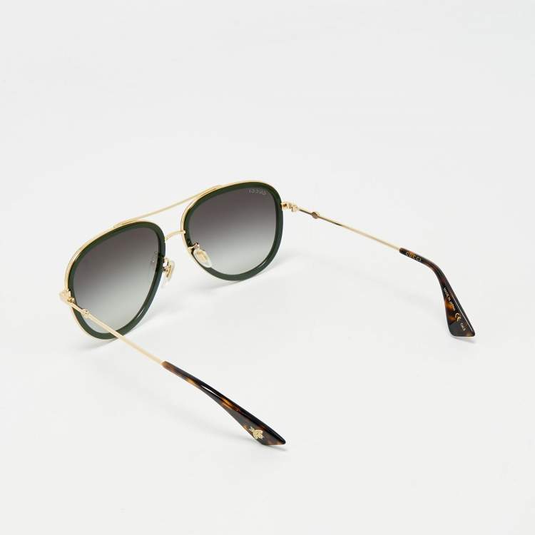 مملوكة مسبقًا Gucci Green/Black Gradient GG0062S Aviator Sunglasses