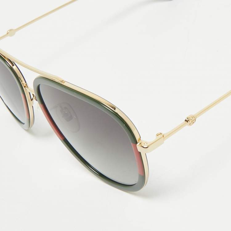 مملوكة مسبقًا Gucci Green/Black Gradient GG0062S Aviator Sunglasses