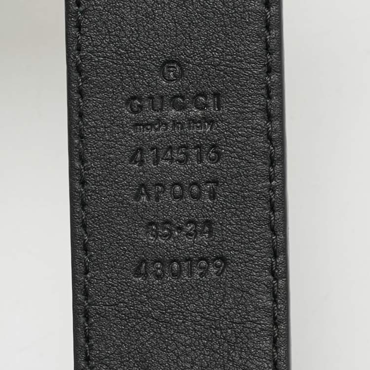 Pre Owned Gucci Black Leather GG Marmont Buckle Belt 85CM