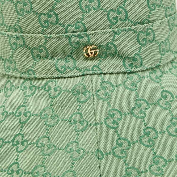 Pre Owned Gucci Green GG Canvas Wide Brim Hat L