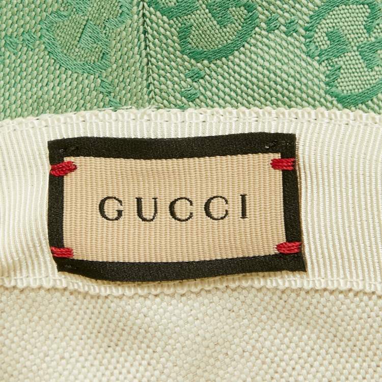 Pre Owned Gucci Green GG Canvas Wide Brim Hat L