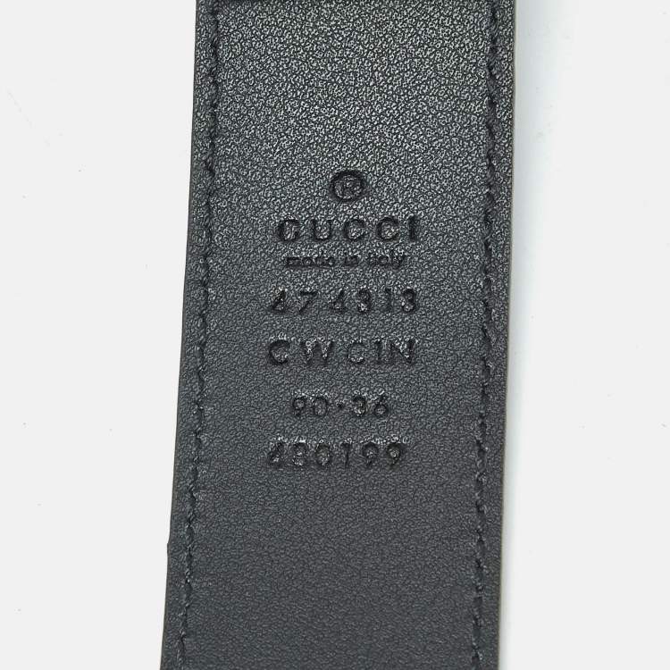Pre Owned Gucci Black Guccissima Leather Interlocking G Buckle Belt 90CM