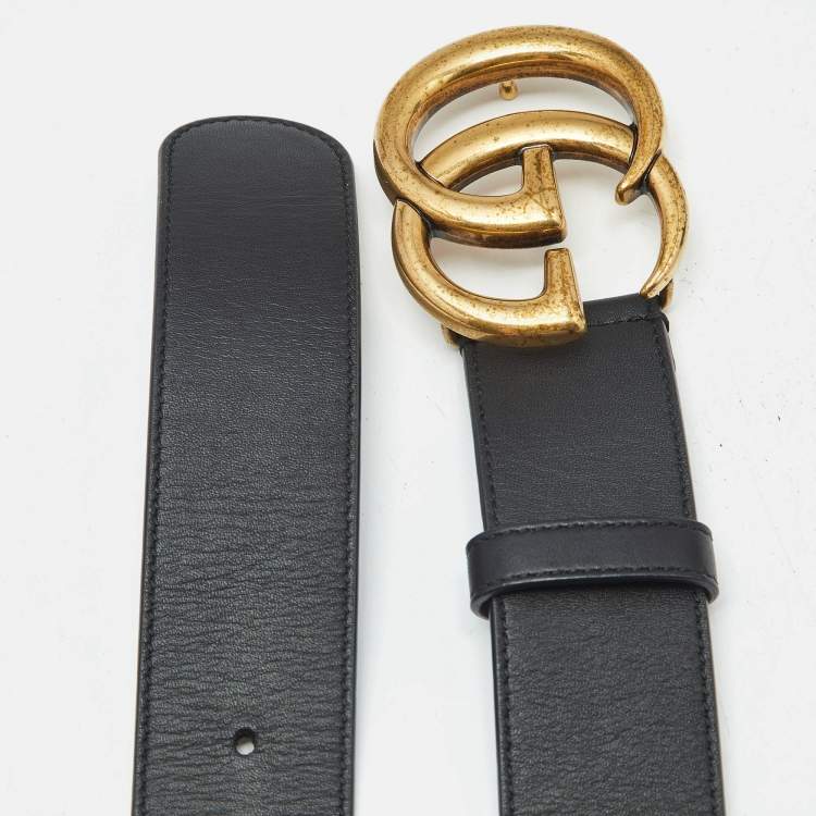 Pre Owned  Gucci Black Leather GG Marmont Belt 85CM