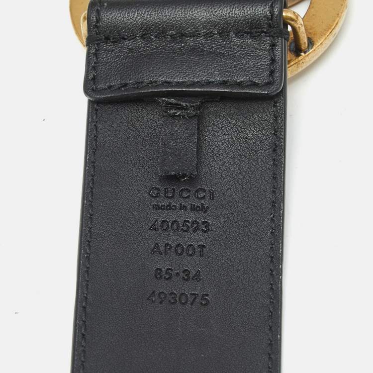 Pre Owned  Gucci Black Leather GG Marmont Belt 85CM
