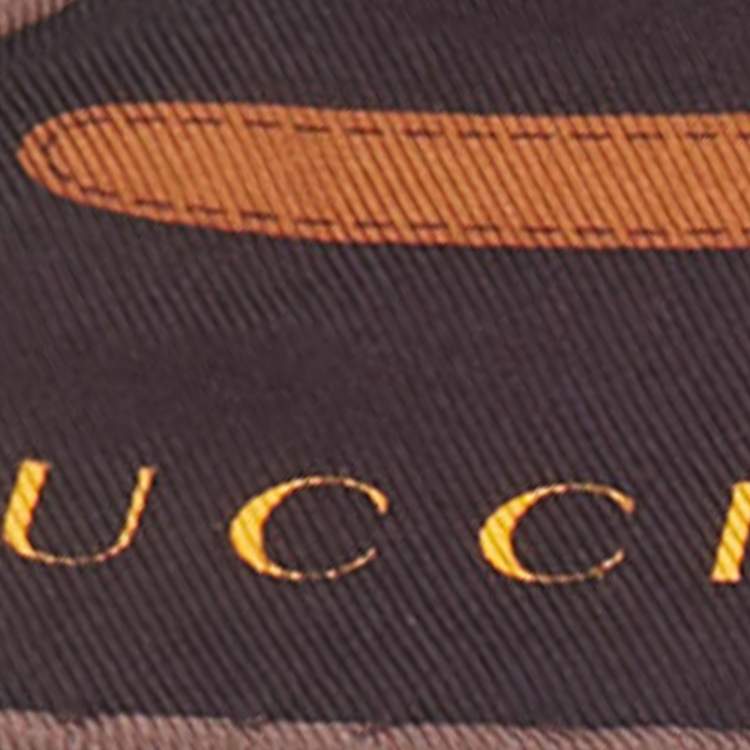 Pre Owned Gucci Multicolor Equestrian Print Silk Siden Scarf 