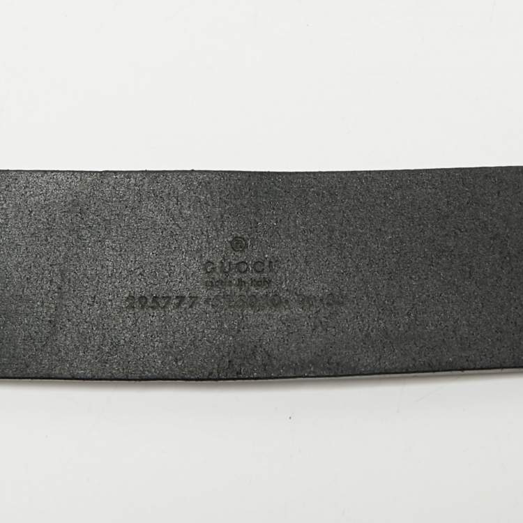 Pre Owned Gucci Black Leather Interlocking G Buckle Belt 90 CM