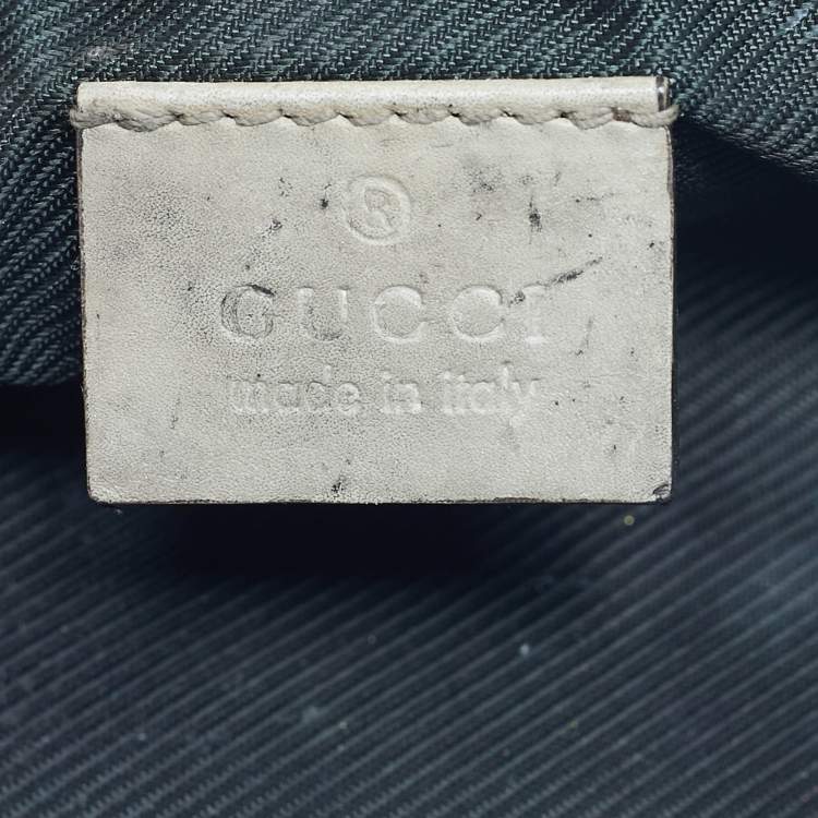 Pre Owned Gucci Ivory Guccissima Leather Cosmetic Zip Pouch