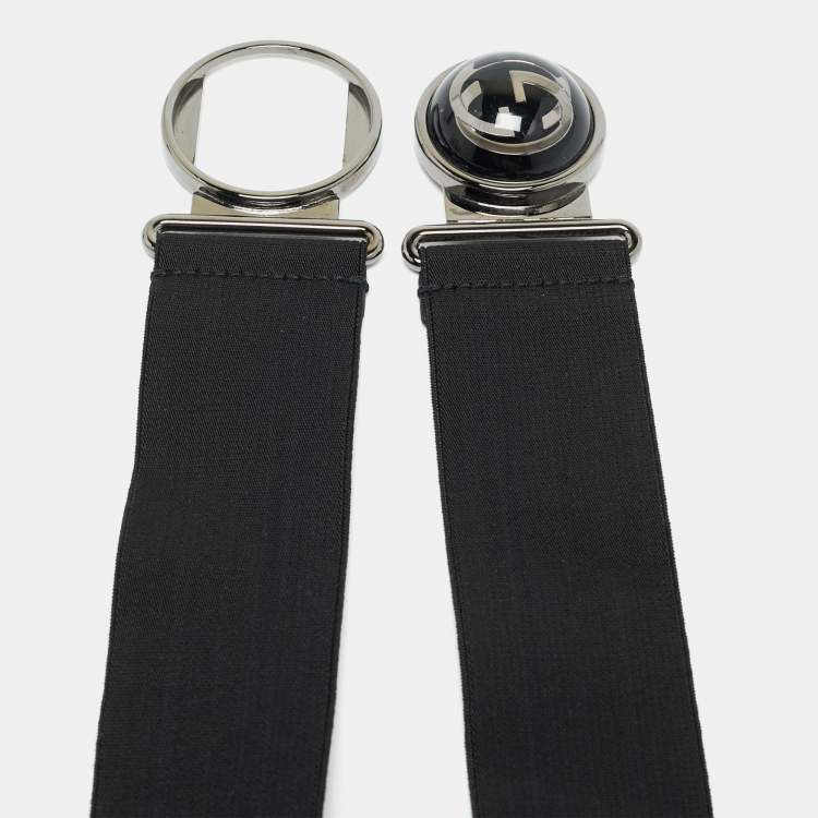 Pre Owned Gucci Black Elastic Interlocking G Belt 75 CM