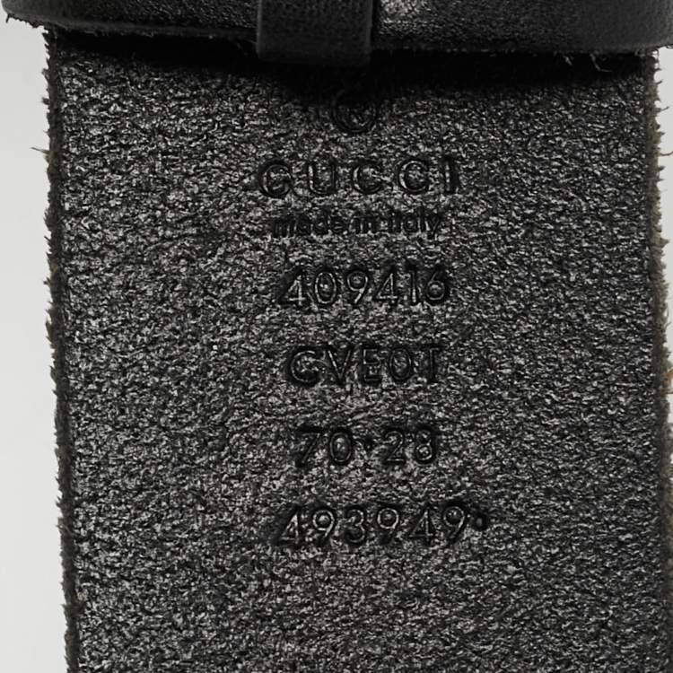 Pre Owned Gucci Black Leather GG Marmont Buckle Belt 70 CM