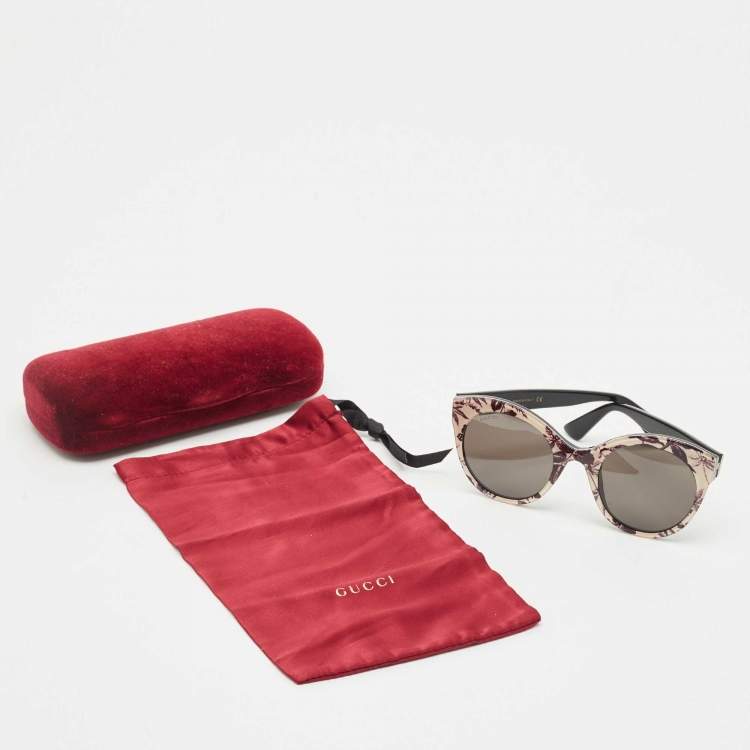 Pre Owned Gucci Black GG0028S Printed Cat Eye Sunglasses