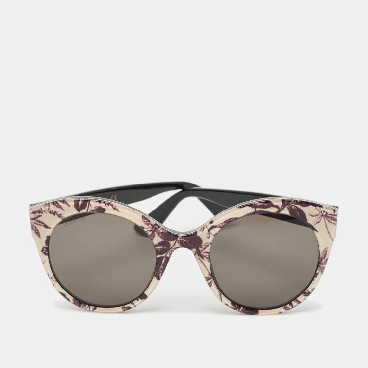 Pre Owned Gucci Black GG0028S Printed Cat Eye Sunglasses
