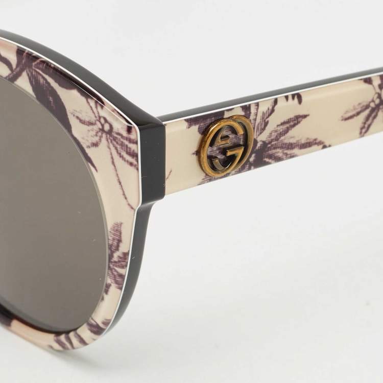 Pre Owned Gucci Black GG0028S Printed Cat Eye Sunglasses