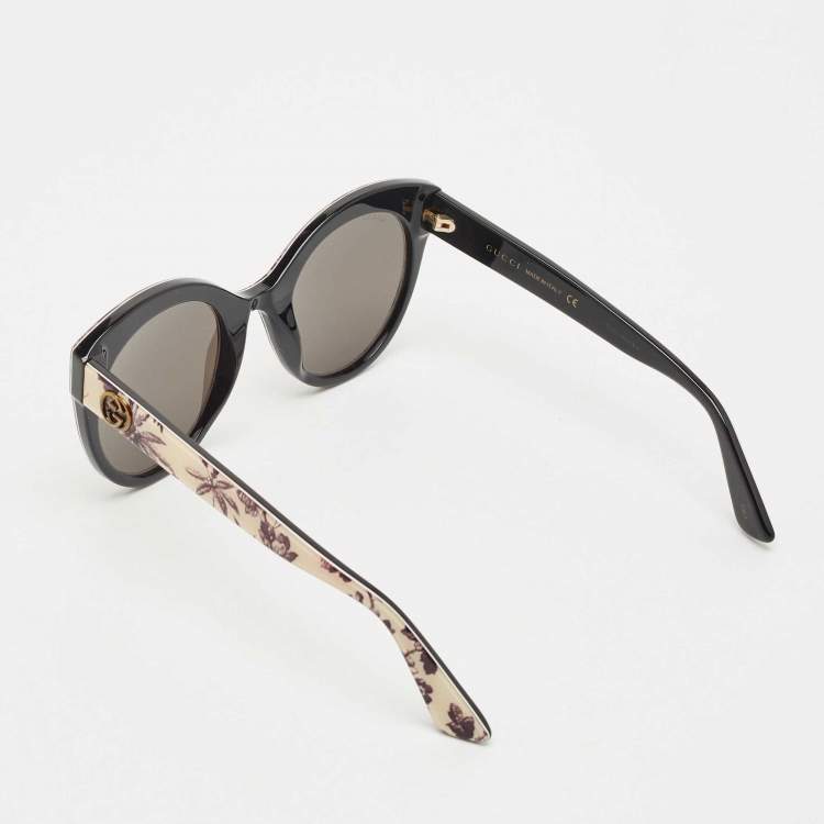 Pre Owned Gucci Black GG0028S Printed Cat Eye Sunglasses