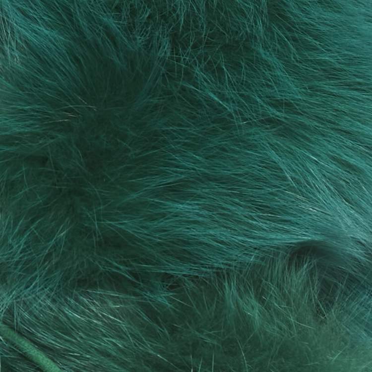 Pre Owned Gucci Green Fox Fur & Leather Trim Neck Collar