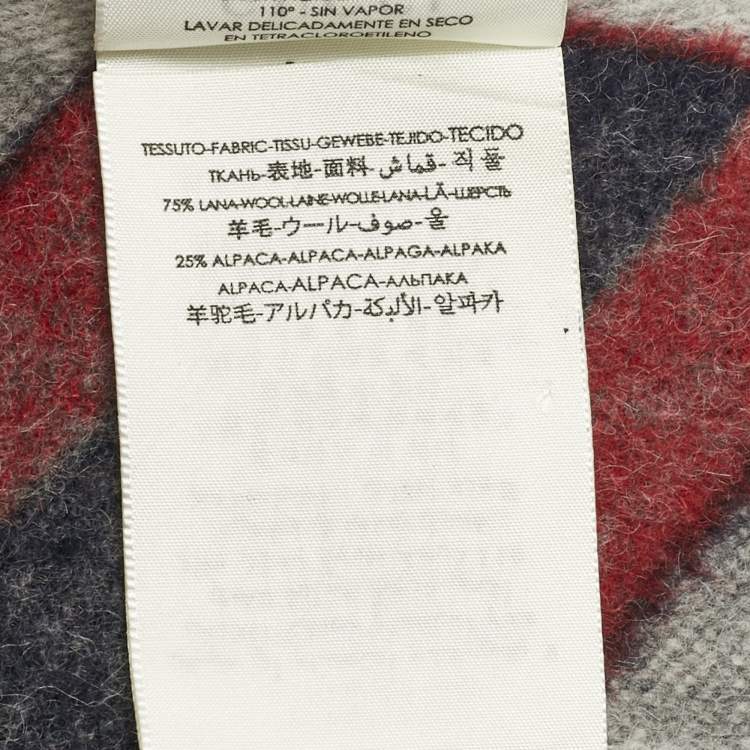 Pre Owned Gucci Grey GG Supreme Monogram Jacquard Wool Fringed Scarf 