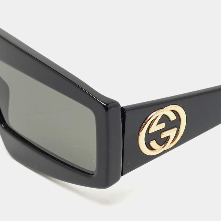 Pre Owned Gucci Black GG0358S Interlocking G Rectangle Sunglasses