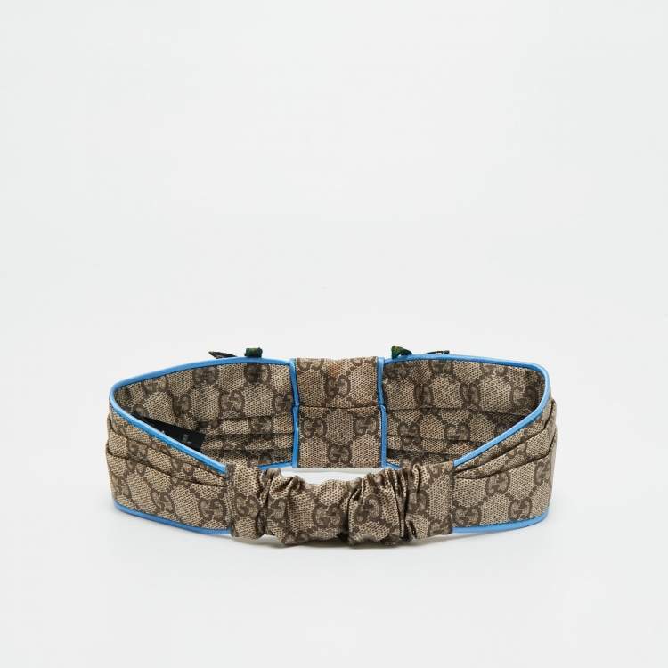 Pre Owned Gucci Brown Guccissima Bee & Floral Appliqué Silk Headband