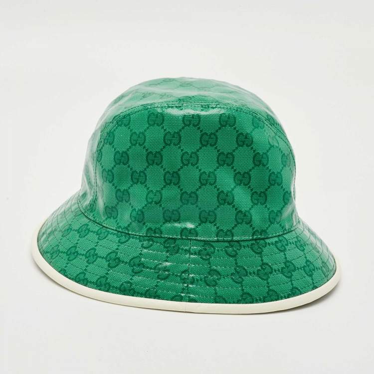 Pre Owned Gucci x Adidas Green GG Coated Canvas Bucket L
