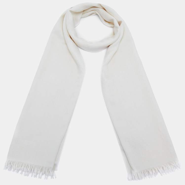 Pre Owned وشاح غوتشي صوف وحرير جاكار GG كريمي