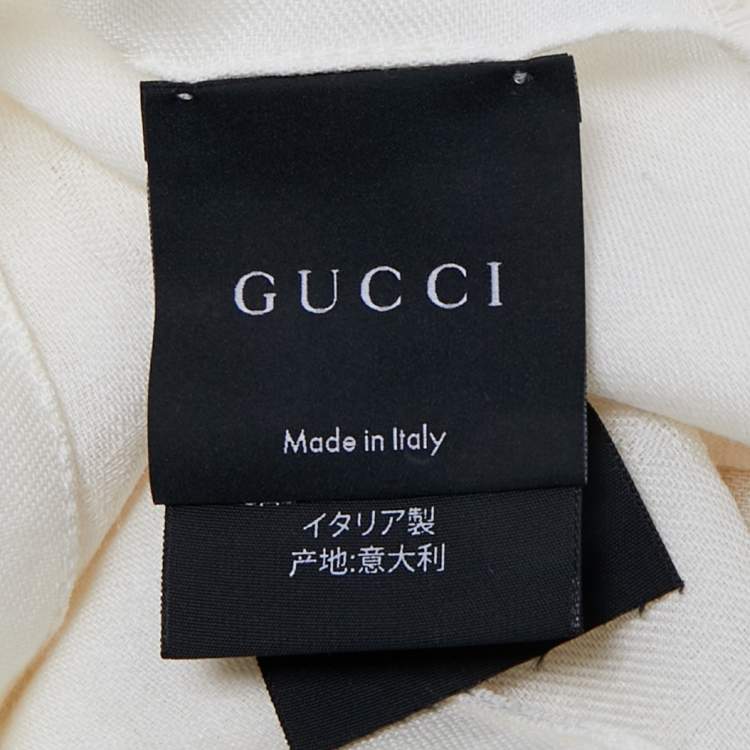 Pre Owned وشاح غوتشي صوف وحرير جاكار GG كريمي