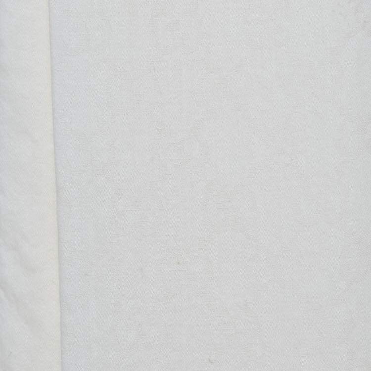 Pre Owned وشاح غوتشي صوف وحرير جاكار GG كريمي