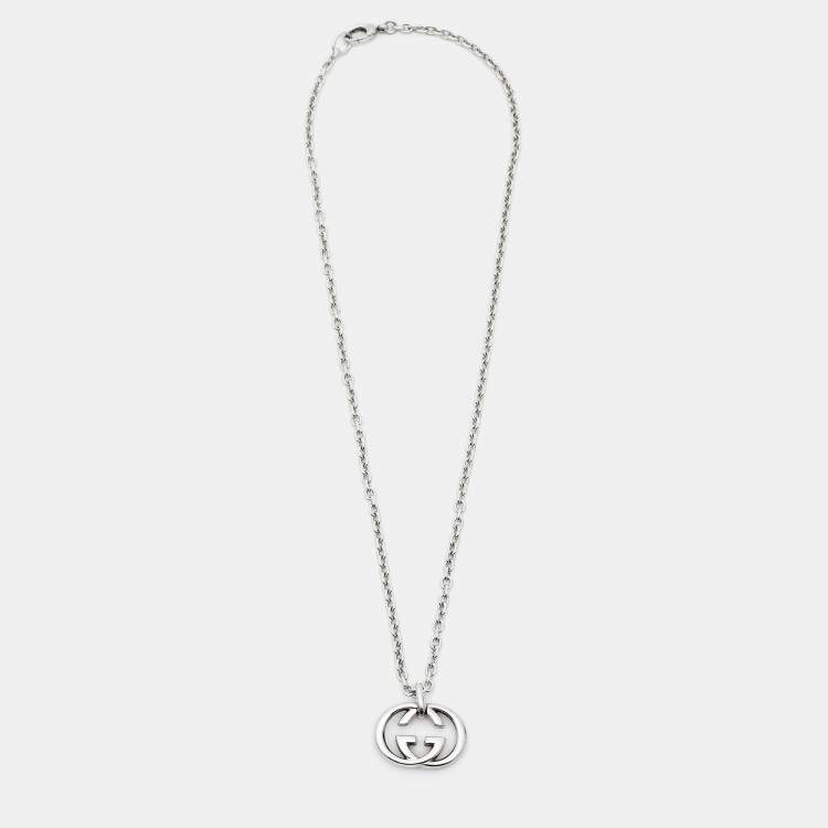 Pre Owned Gucci Interlocking G Sterling Silver Necklace