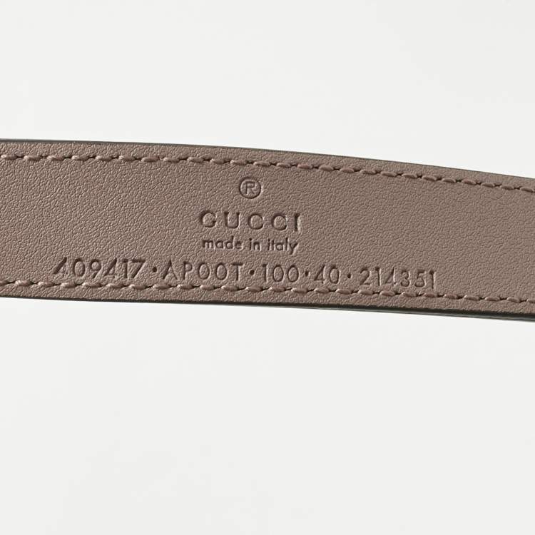 Pre Owned Gucci Dusty Pink Leather GG Marmont Slim Belt 100 CM