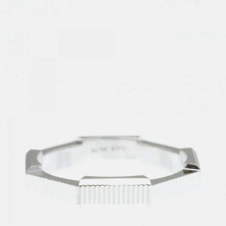 Pre Owned Gucci Link To Love 18K White Gold Band Ring EU 60