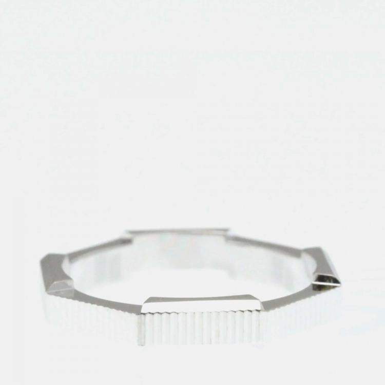 Pre Owned Gucci Link To Love 18K White Gold Band Ring EU 60