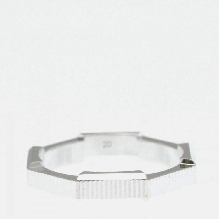 Pre Owned Gucci Link To Love 18K White Gold Band Ring EU 60