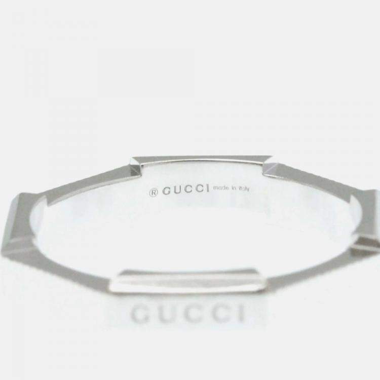 Pre Owned Gucci Link To Love 18K White Gold Band Ring EU 60