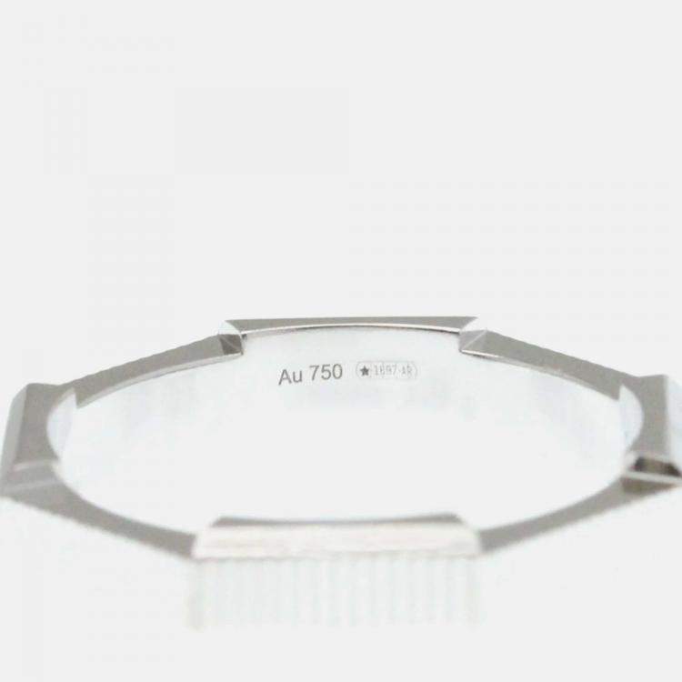 Pre Owned Gucci Link To Love 18K White Gold Band Ring EU 60