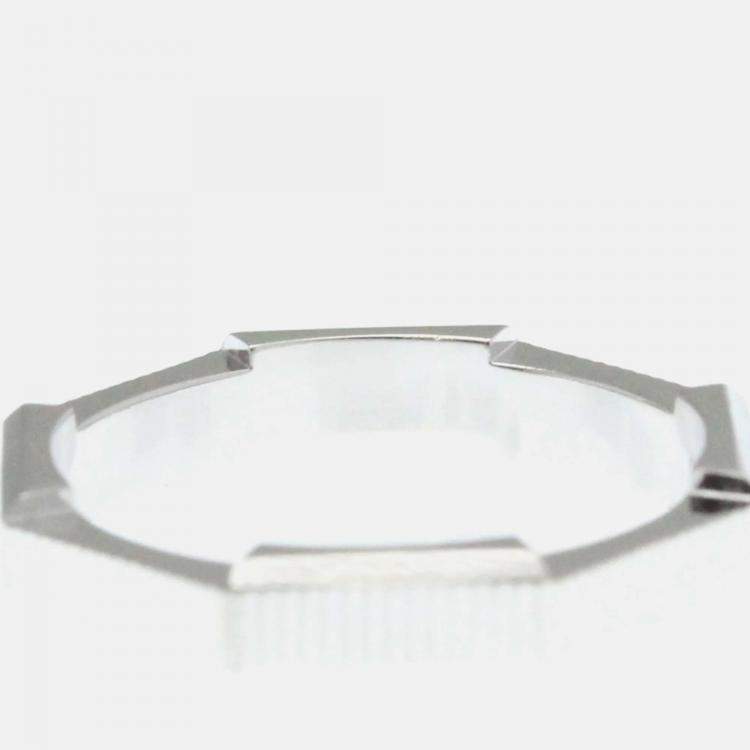 Pre Owned Gucci Link To Love 18K White Gold Band Ring EU 60