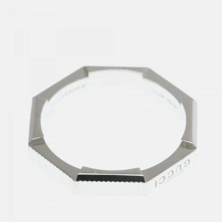 Pre Owned Gucci Link To Love 18K White Gold Band Ring EU 60