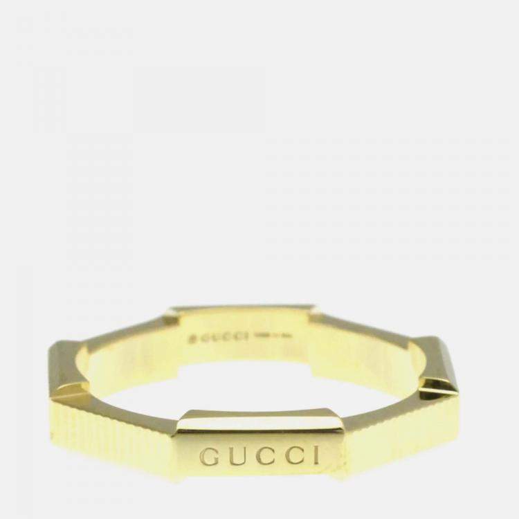Pre Owned Gucci Link To Love 18K Yellow Gold Band Ring EU 60