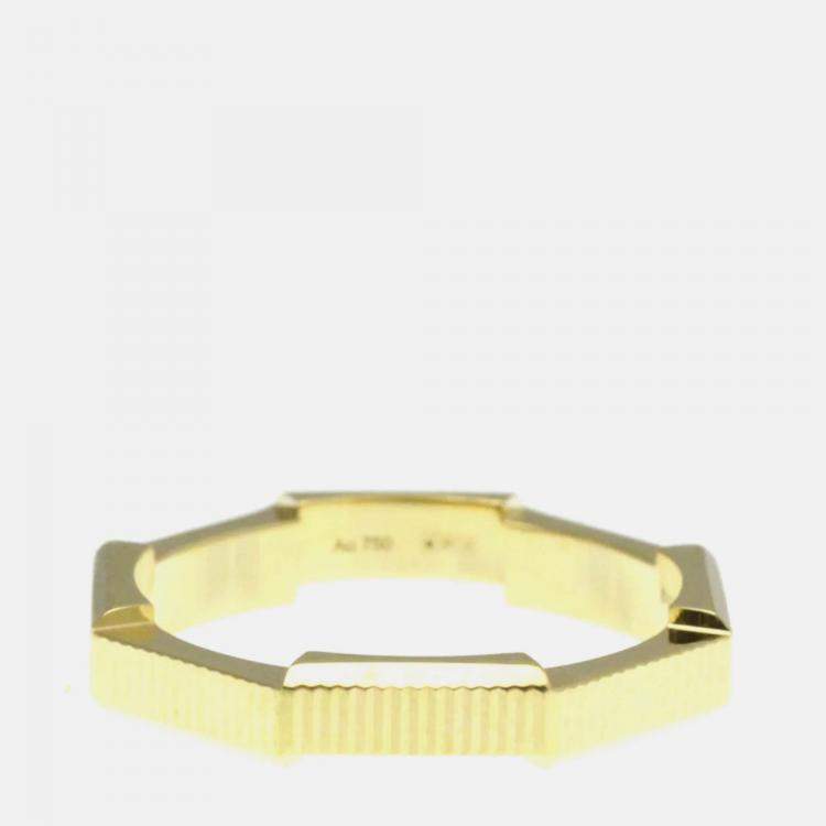 Pre Owned Gucci Link To Love 18K Yellow Gold Band Ring EU 60