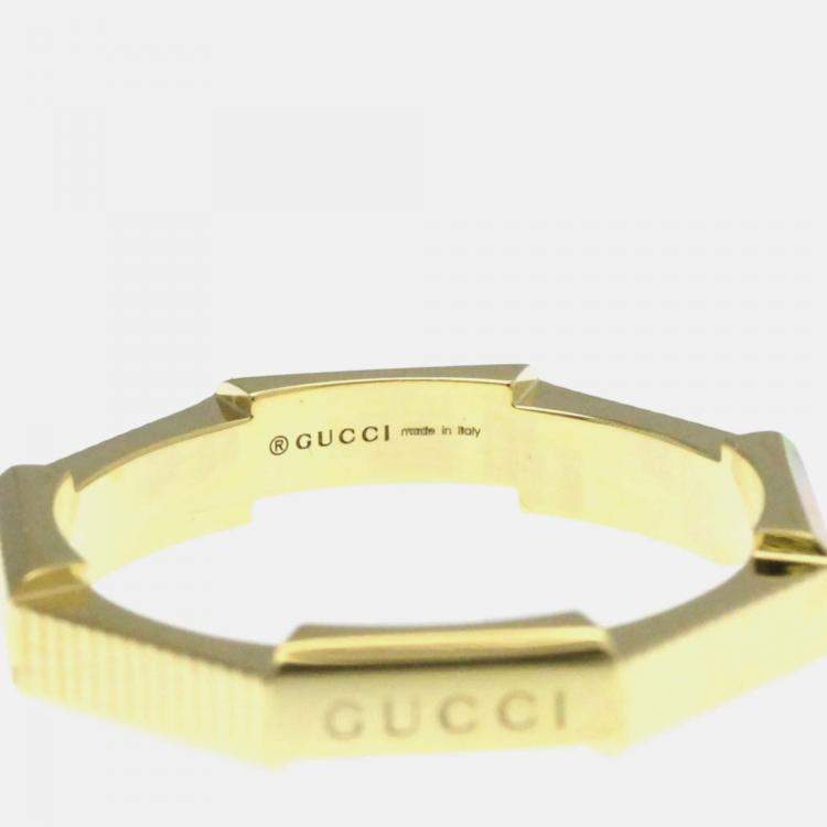 Pre Owned Gucci Link To Love 18K Yellow Gold Band Ring EU 60