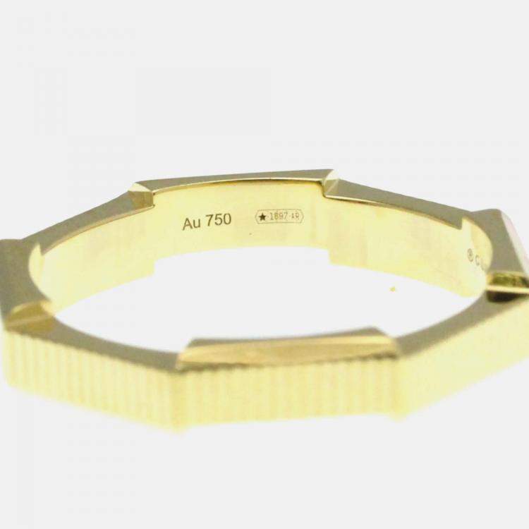 Pre Owned Gucci Link To Love 18K Yellow Gold Band Ring EU 60