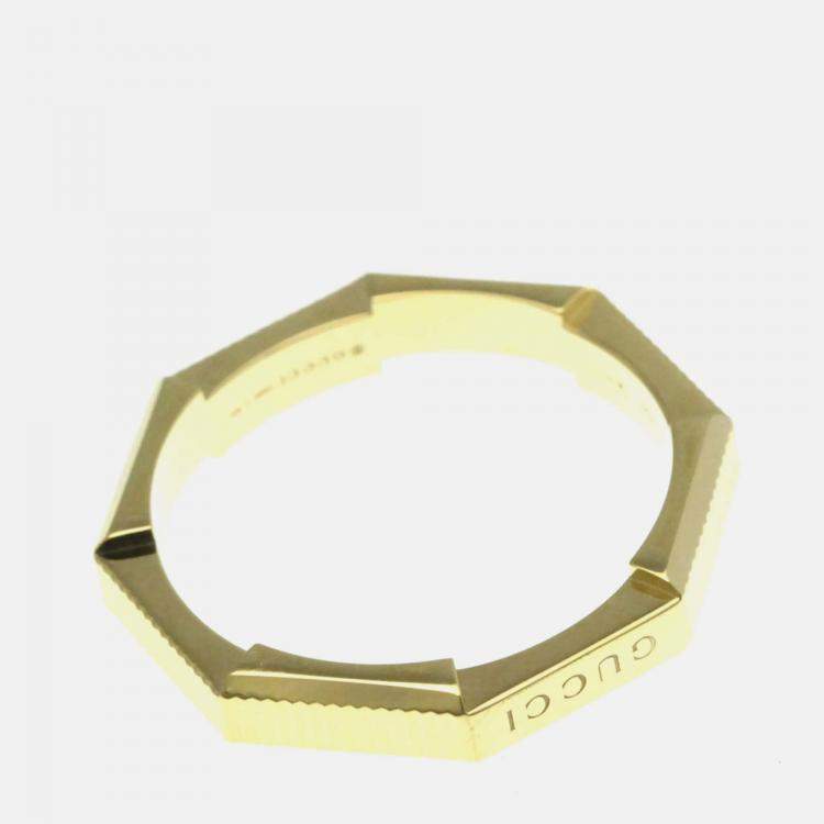 Pre Owned Gucci Link To Love 18K Yellow Gold Band Ring EU 60