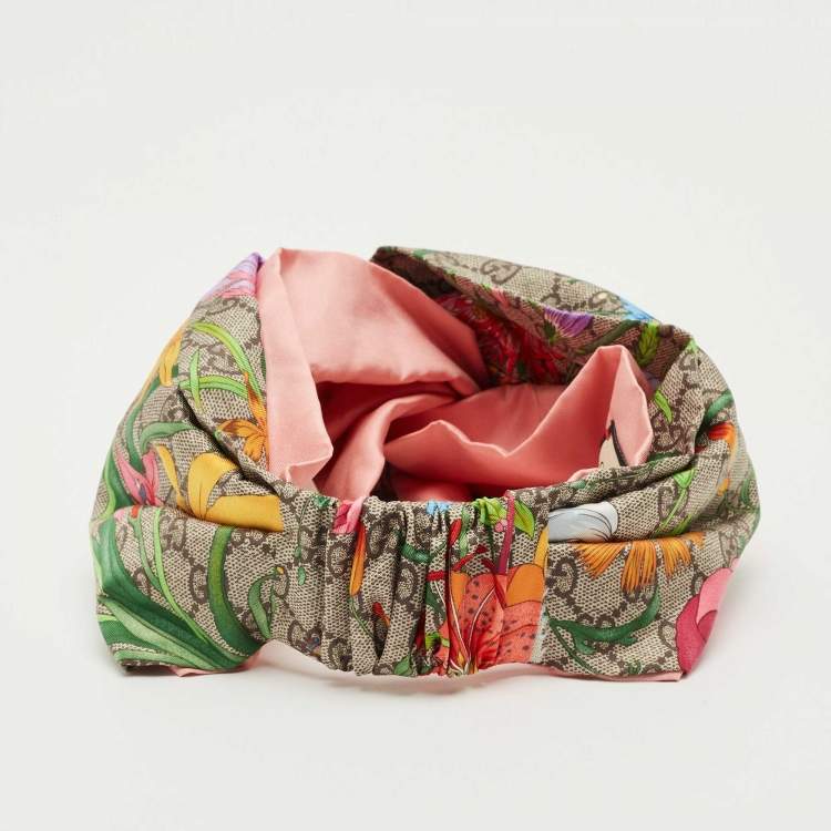 مملوكة مسبقًا Gucci Multicolor Floral GG Supreme Print Silk Headband M